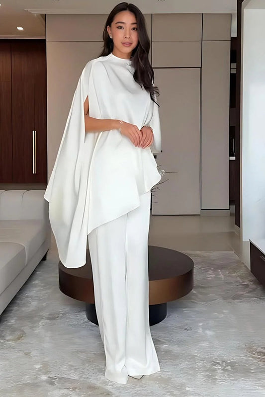 Conjunto de pantalón de pierna ancha con mangas capeadas