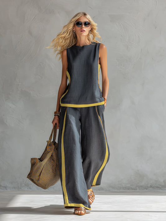 Leila | Conjunto elegante de algodón y lino