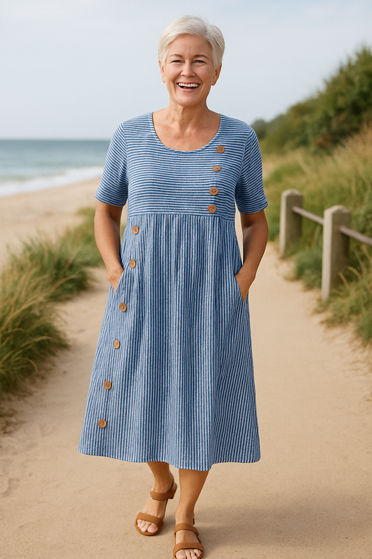 Brienne | Vestido midi a rayas: comodidad sin esfuerzo, confianza para el día a día