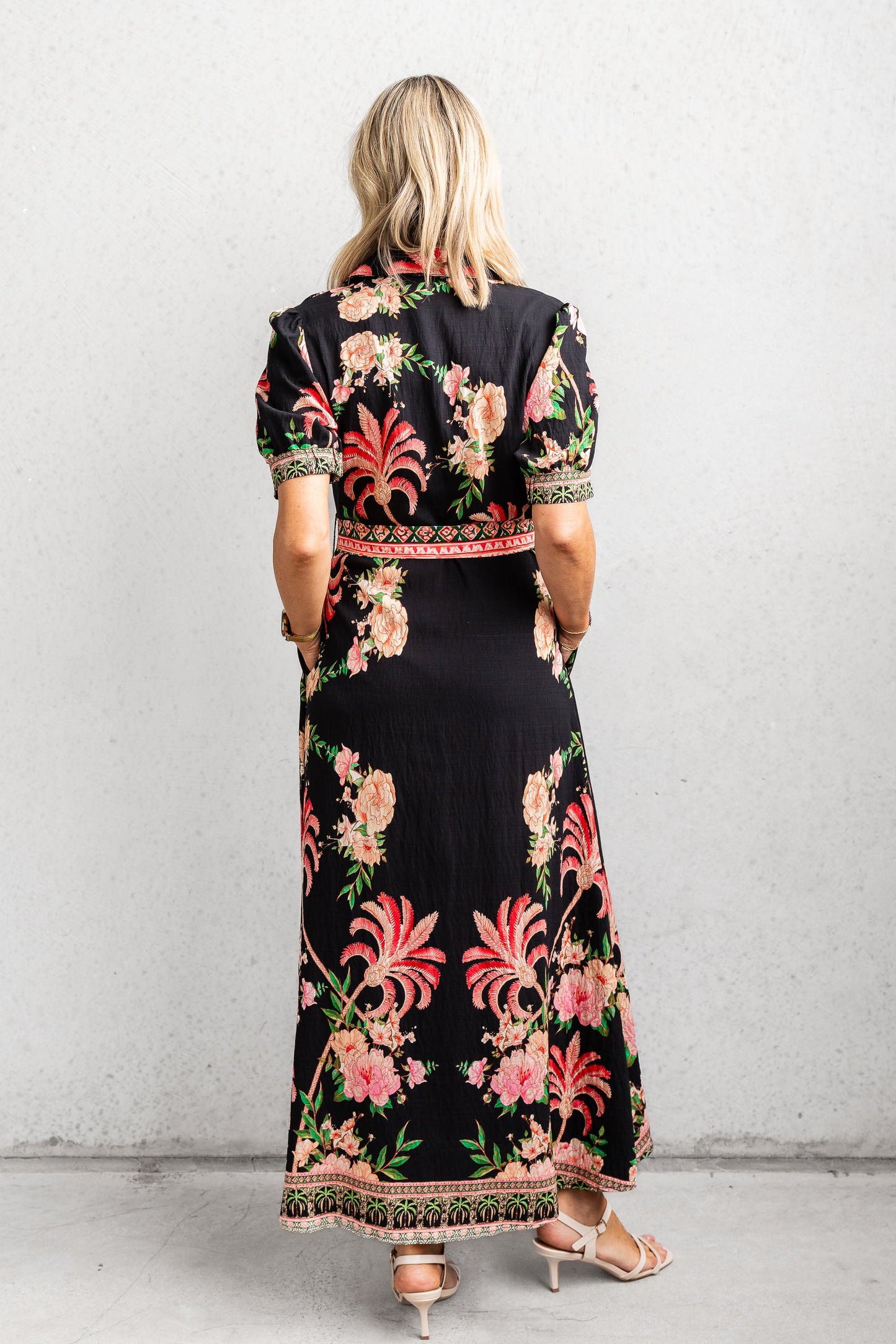 Vestido midi The Palms - Negro