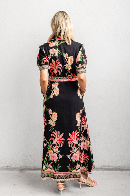 Vestido midi The Palms - Negro
