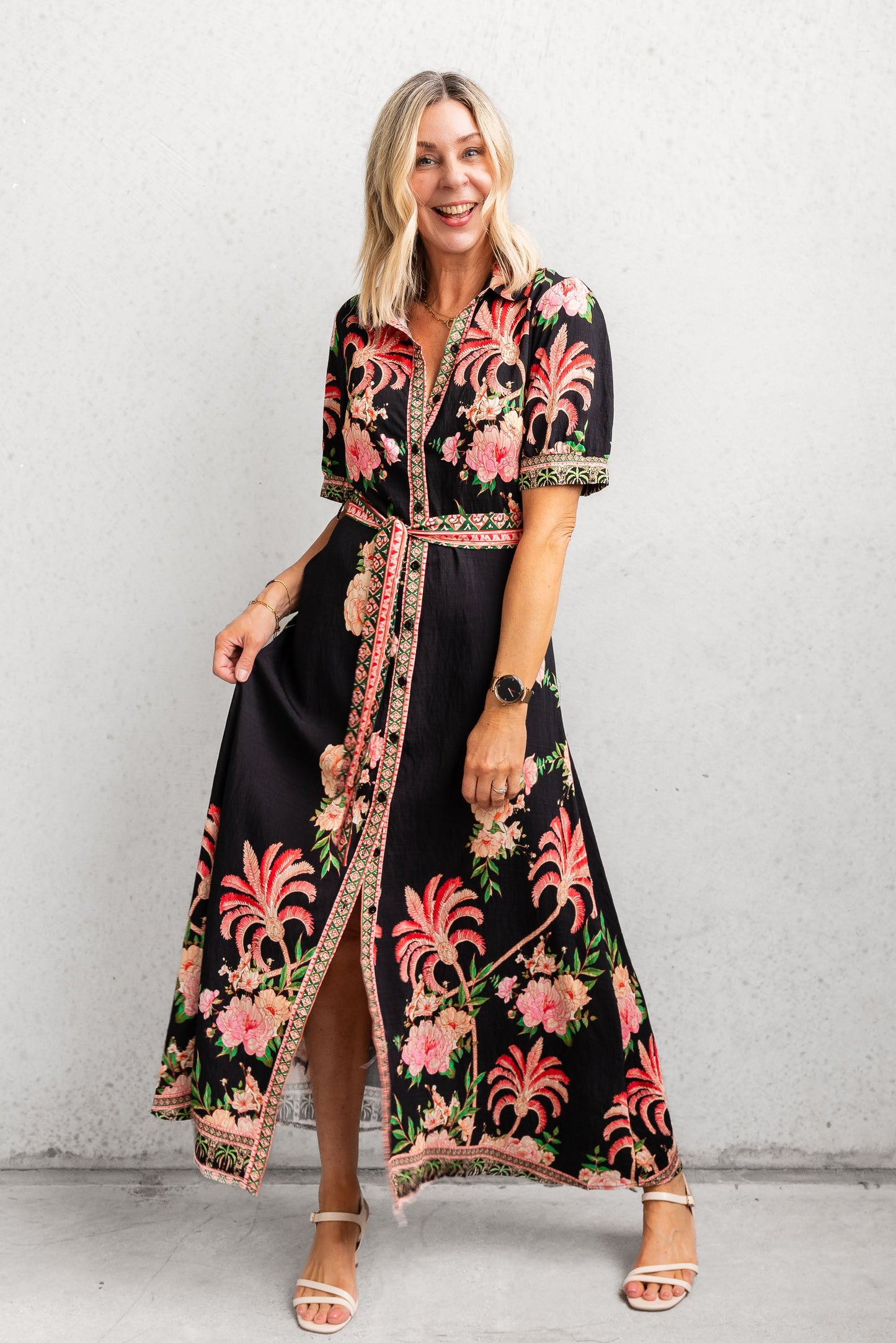 Vestido midi The Palms - Negro