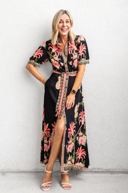 Vestido midi The Palms - Negro