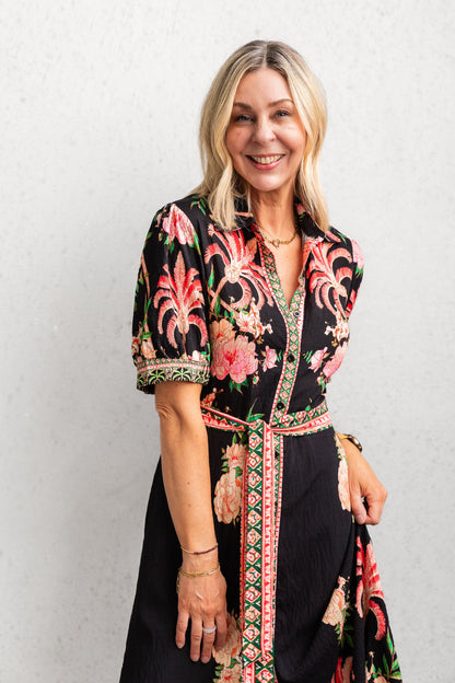 Vestido midi The Palms - Negro