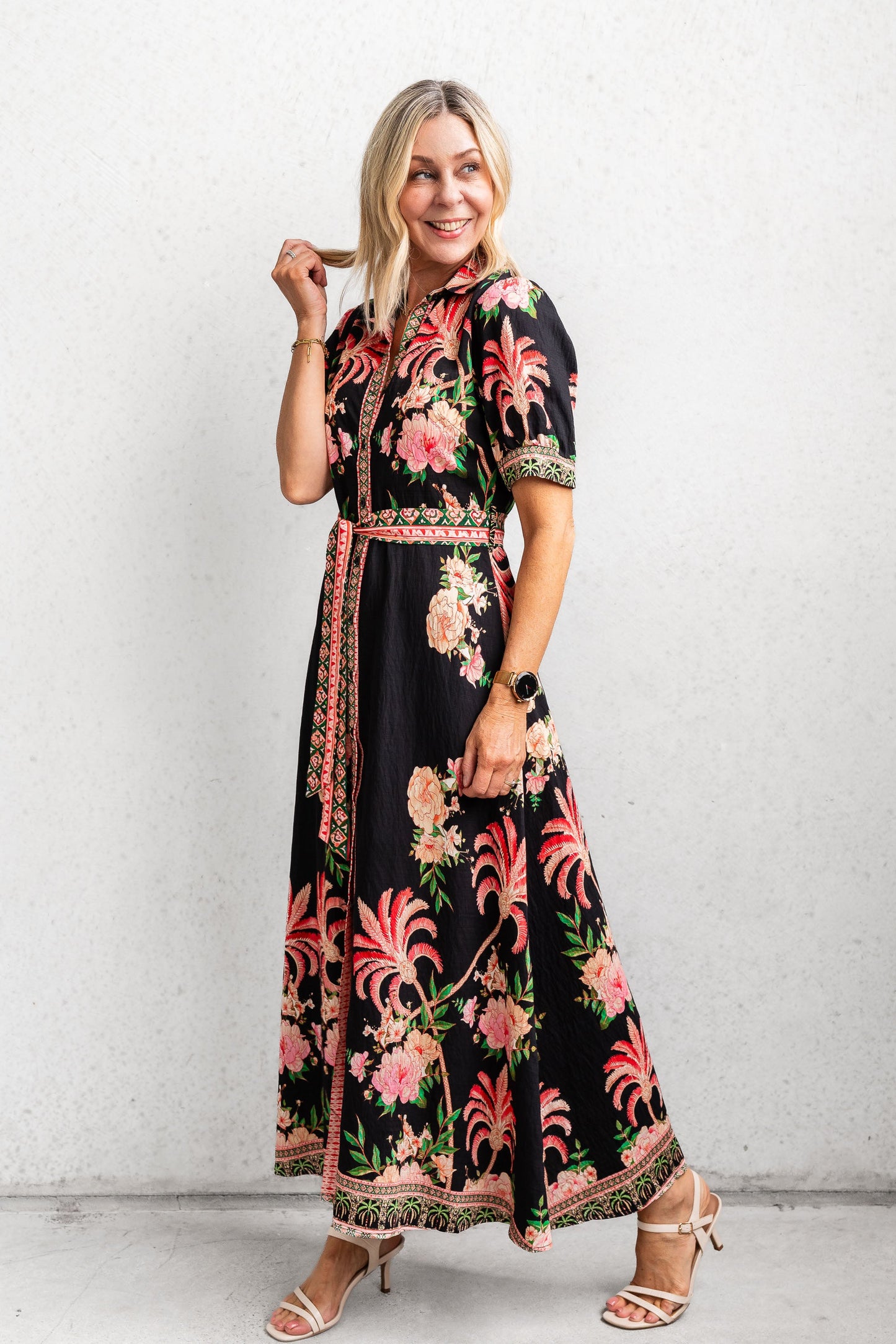 Vestido midi The Palms - Negro