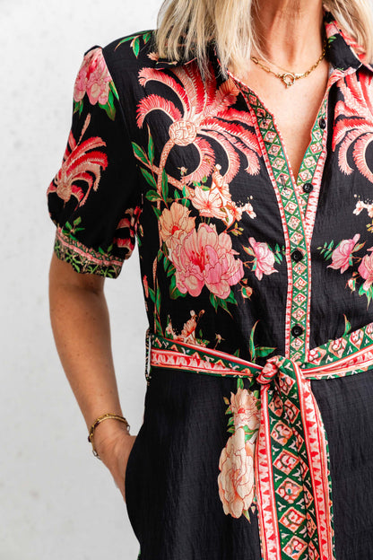 Vestido midi The Palms - Negro