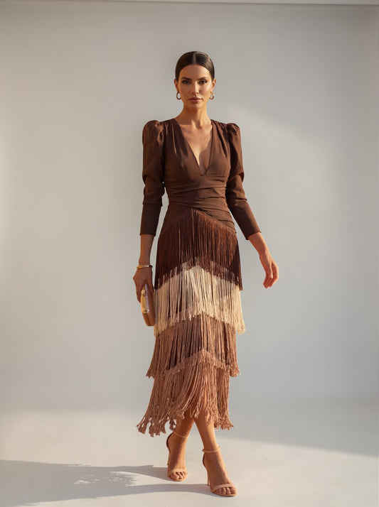 Sofía | Vestido elegante con flecos